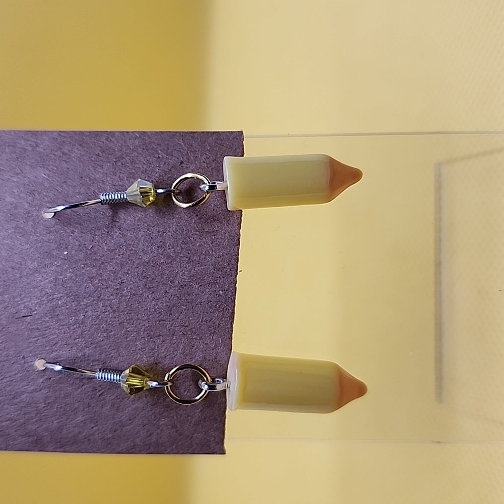 Yellow colored pencil earrings